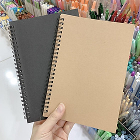 Hình ảnh Sổ Tay Bìa Trơn Đen/ Nâu Kraft Giấy Grid Ô Vuông / Giấy Trơn Blank - Sổ Grid Notebook ô Ly Làm Bullet Journal size A5 B5