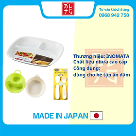 Combo đồ dùng ăn dặm cho bé (khay 3 ngăn + 2 bát + 1 bộ thìa nĩa)