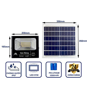 Đèn năng lượng mặt trời Vạn Năng Solar 40w - Bộ đèn Vạn Năng 40W
