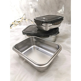 Mua Bộ 3 khay inox 304 đựng thực phẩm trữ đông lạnh Tặng 1 ly mika
