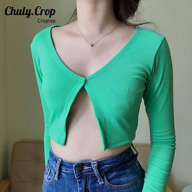 Áo Croptop tay dài ôm body cực sexy - Hình thật 100