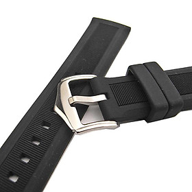 Silicone Rubber Watch Bands Waterproof Strap with Spring Bar Black 16mm
