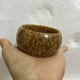 Vòng tay cẩm thạch tụ nhiên màu vàng nâu mật cao 2.8cm (nhiều size) đá thật khai thác tại việt nam