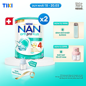 [Tặng Bình nước tuần lộc] Bộ 2 lon Sữa bột Nestlé NAN OPTIPRO PLUS 4 800g/lon với 5HMO Giúp tiêu hóa tốt + Tăng cường đề kháng - Bé 2-6 tuổi
