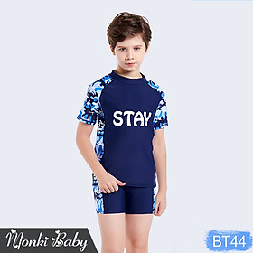 Bộ đồ bơi bé trai lớn size đại đến 68kg kèm mũ, chất thun bơi lạnh co giãn 4 chiều, chống tia UV, giữ nhiệt tốt | BT44