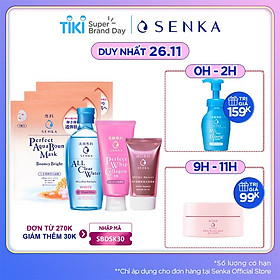 Bộ sản phẩm Senka trắng hồng chuẩn Nhật (SRM Collagen 120g, CN Serum CC 40g, All Clear Water 230ml, Mask 25ml)