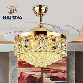 Mua Quạt có đèn  quạt trần đèn dấu cánh pha lê HAPOVA SISOR 8048 + Tặng kèm khiển hàng chính hãng