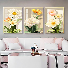 Mua TRANH TREO TƯỜNG TRÁNG GƯƠNG DECOR NHÀ PHÒNG KHÁCH -KHÁCH SẠN-PHÒNG NGỦ HOA POPPY TẶNG KÈM ĐINH 3 CHÂN