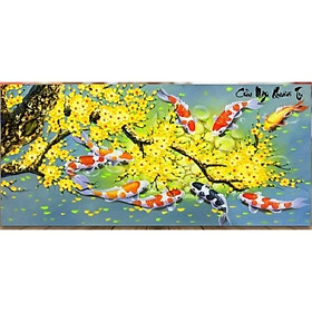 Tranh thêu chữ thập Cửu ngư quần hội - LV3173