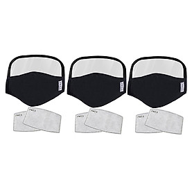 3 Pieces Anti Dust Adults Mouth Cover Masks With Clear Eye  Black