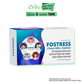 Viên Uống Giảm Căng Thẳng Lo Âu Chăm Sóc Giấc Ngủ Fostress Hộp 3 Vỉ x 10 Viên