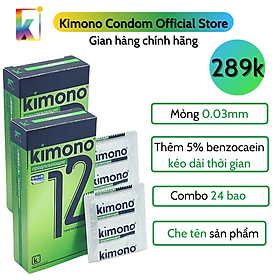 Combo 2 hộp Bao cao su Kimono Green Siêu mỏng 0.03mm - Kéo dài thời gian