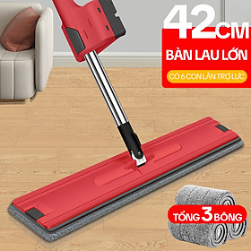 Cây Lau Nhà Tự Vắt KITIMOP WHITE 42CM, Chổi Lau Nhà Tự Vắt Thông Minh Xoay 360 Độ, Lau Sàn Làm Sạch