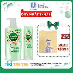 Combo Dầu Gội 650gr + Dầu Xả 320gr Sunsilk Natural Chắc Khoẻ Ngát Hương