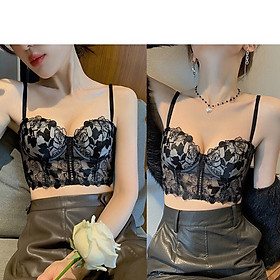 Áo lót bralette ren hoa nâng ngực đệm mút mỏng có gọng tạo khe vòng 1.Áo ngực ren mỏng có đệm mút tháo dời hàng Cao Cấp