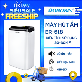 Máy hút ẩm gia dụng chính hãng Dorosin 618C (40m2)/Công suất hút ẩm 18 lít /ngày - Cảm biến điện tử thông minh - Độ ồn thấp