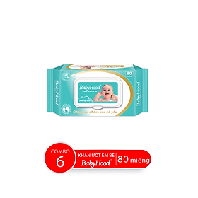 Combo Khăn Giấy Ướt Em Bé BABYHOOD Không Mùi 80 Miếng/Bao