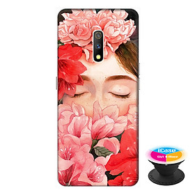 Ốp lưng dành cho điện thoại Realme X hình Cô Gái Hoa Hồng - tặng kèm giá đỡ điện thoại iCase xinh xắn - Hàng chính hãng