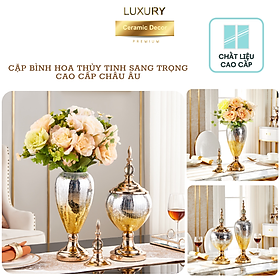 Mua Cặp Bình Hoa Thủy Tinh Đa Sắc Sang Trọng Cao Cấp Kiểu Châu Âu DECOR LUXURY - Hàng Nhập Khẩu