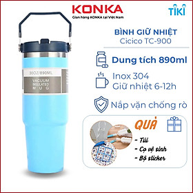 Ly giữ nhiệt 890ml inox 304, bình giữ nhiệt có ống hút tiện lợi, giữ nhiệt nóng lạnh 6-12 tiếng không đổ mồ hôi