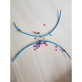 DÂY PHỐI VÒNG TAY MÀU XANH DƯƠNG DẺO CO GIÃN CÓ 2 KHOEN VÀNG NỮ PHỐI VỚI HẠT LU ĐÁ TỰ NHIÊN CÁC LOẠI VÀO LÀM VÒNG ĐEO TAY KIỂU Ạ SIZE DÂY 3MM Ạ NỮ VỀ ĐỂ HẠT LU VÀO Ở GIỮA RÚT DÂY VÀO 2 LỖ KHOEN VÀNG TRÊN DÂY LÀ ĐEO ĐẸP Ạ