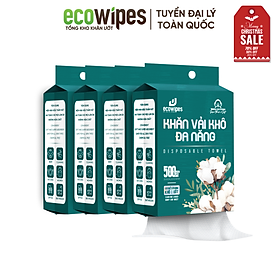 Mua TẶNG MÓC TREO_Khăn vải rút khô đa năng EcoWipes 500Gr túi rút treo tường lau mặt tẩy trang