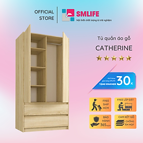 Tủ quần áo gỗ hiện đại SMLIFE Catherine | Gỗ MDF dày 17mm chống ẩm | D100xR55xC190cm