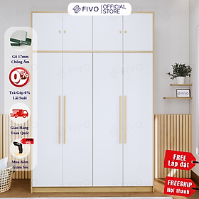 Mua Tủ Quần Áo Gỗ MDF Lõi Xanh Chống Ẩm Dày 17mm FIVO FC01 Cửa Mở 4 Cánh Thiết Kế Nhiều Ngăn Ngang 1m6 Trả Góp 0% - Chính Hãng