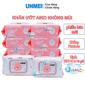 Combo 10 gói Khăn Giấy Ướt Aiko 100 tờ/gói không hương màu Hồng