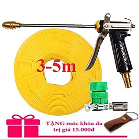 Mua Bộ dây vòi xịt nước rửa xe tưới cây .tăng áp 3 lần  loại 3m 5m 206318 đầu đồng đai nối nhựa vàng+ tặng móc khoá
