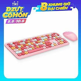 Bộ bàn phím không dây Moffi 666 2.4G 110 phím nhiều màu sắc cho nữ