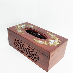 Mua Hộp trang trí - Hộp đựng giấy ăn khảm hoa văn gỗ Hương THREE WOOD