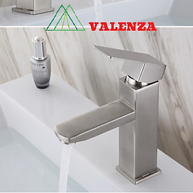 Vòi lavabo nóng lạnh inox sus304 Valenza LV01 thân vuông kèm dây cấp nước-hàng chính hãng