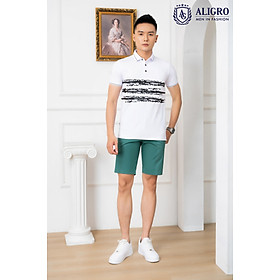 Áo Polo trắng phối kẻ ngang Aligro ALGPLO70