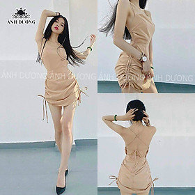 Váy body nữ sexy 2 dây hở lưng rút dây vải umi Ánh Dương Clothing MS200