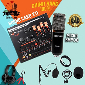 Mua Combo micro BM900 + Sound card V11 giúp bạn thể hiện giọng hát siêu đỉnh của mình - karaoke  hát livestream  thu âm