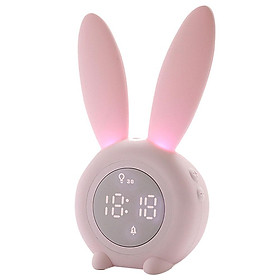 Thermometer Temperature Display Rechargeable Night Light Digital Snoozing Multifunctional Alarm Clock Rabbit Shaped