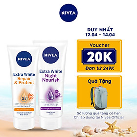 Combo Tinh chất dưỡng thể trắng da NIVEA ngày 180ml & đêm 200ml (88314+89122)