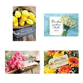 Thiệp chúc mừng ngày nhà giáo VN 20/11 -  Combo 04c thiệp Grey 12x18cm