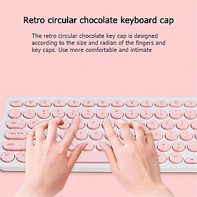 2pcs Ultra Slim Retro Round Key Keyboard Stylish USB Wired Silent Office Gaming Keyboard with 12 Multimedia Keys, Green+Red