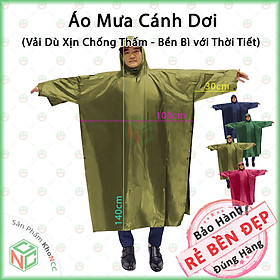 (Loại Tốt) Áo Mưa Cánh Dơi (xẻ tà) KhoNCC - Vải Dù Cao Cấp Loại Lớn 1m4 - Che Kín 2 Người Mùa Mưa - NQL-AoMuaDu (Xanh lá, Xanh Đen, Xanh Dương, Đỏ Đô, Cỏ Úa) - Hàng Chính Hãng