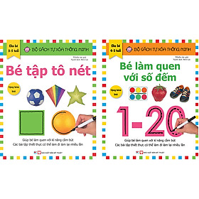 Combo: ( Trọn Bộ 2 Quyển): Bộ Sách Tự Xóa Thông Minh - Bé Làm Quen Với Số Đếm + Bé Tập Tô Nét (4-5 Tuổi) - Tặng Kèm Bút