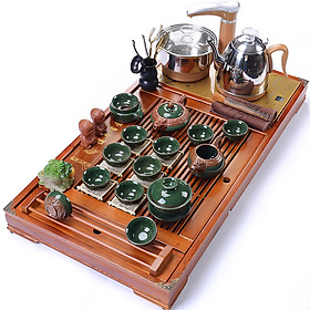 Mua Bàn trà điện thông minh - Bàn màu vàng  bộ bếp điện tự động đầy đủ ấm chén bảo hành đổi mới 12 tháng- Xanh Rồng
