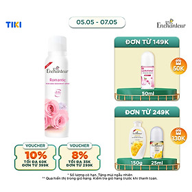 Xịt khử mùi nước hoa Enchanteur Romantic lãng mạn nhẹ nhàng ngăn mồ hôi & mùi cơ thể 150ml