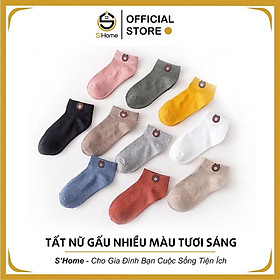 Tất Nữ ️S'Home️ Vớ Gấu Nữ Nhiều Màu Tươi Sáng, Trẻ Trung, Thoáng Mát, Hút Mồ Hôi – SH43