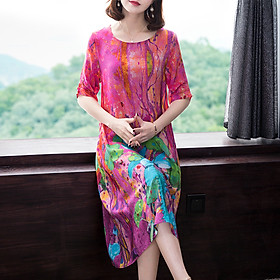 Printed mulberry silk seaside holiday beach silk dress