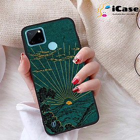 Ốp lưng iCase dành cho Realme C21Y chất liệu viền dẻo lưng cứng nhám TPU có hai lỗ xỏ dây đeo in nổi 4D hình bộ sưu tập Sun 01