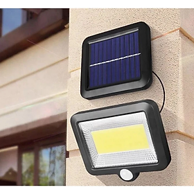 Đèn năng lượng mặt trời cảm biến chuyển động 100 LED siêu sáng pin tách rời chống nước đèn led đèn cảm ứng chuyển động đèn treo tường đèn ngoài trời