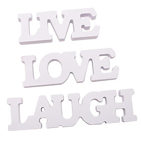 Pack of 3 White Wooden Sign LAUGH LIVE LOVE Wooden Wedding Party Decoration Valentine Decoration for Home