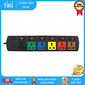 Mua Ổ cắm điện LIOA  6 lỗ 6 công tắc  ~2000W  dây dài 3m  mã:6DOF32N
